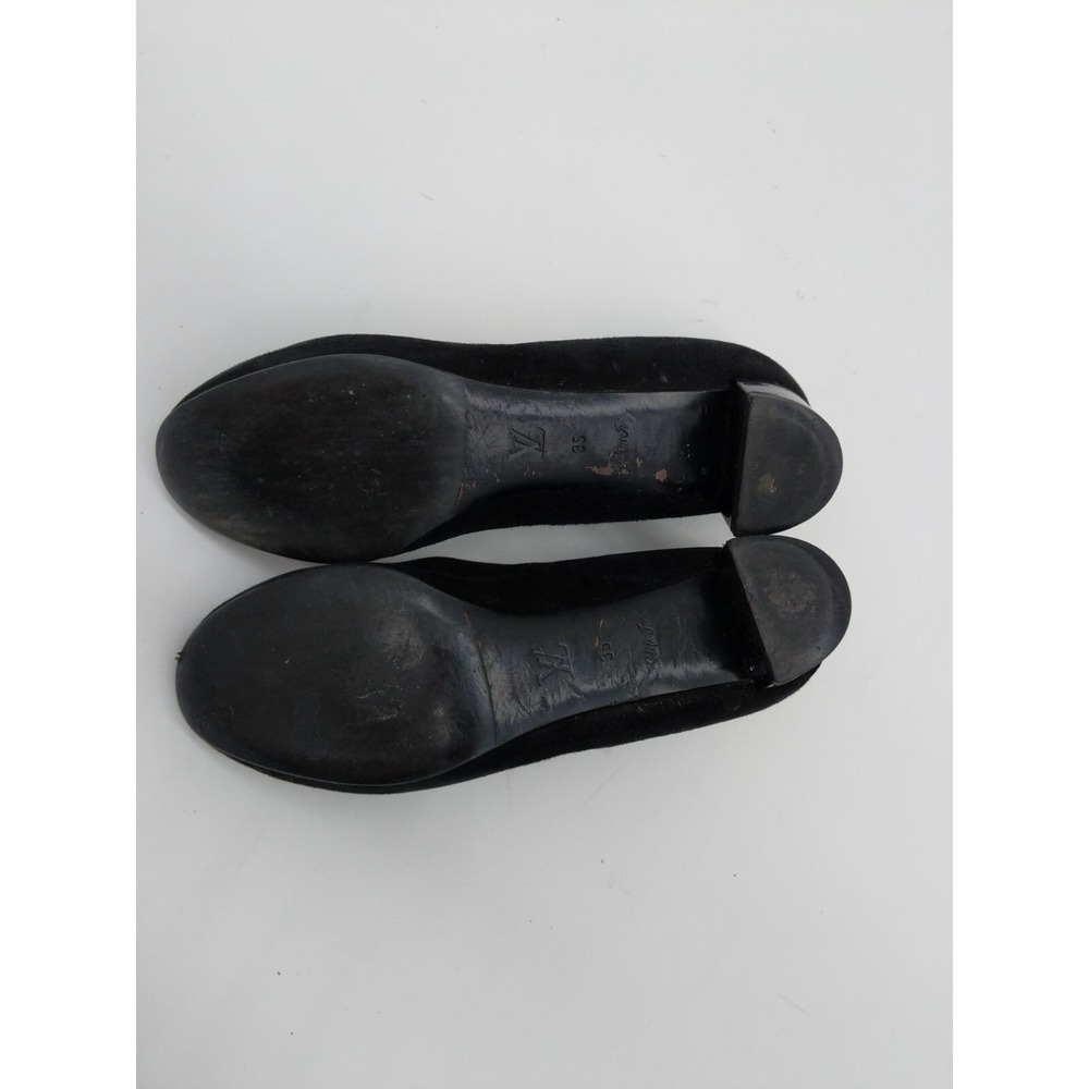 Louis Vuitton Womens Quiet Luxury Suede Block Heel Pump 35 US 5 Black Bow Loafer - Picture 11 of 15
